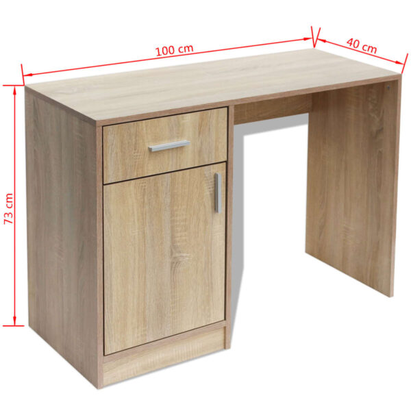 vidaXL Desk with Drawer and Cabinet Oak 100x40x73 cm - Image 7