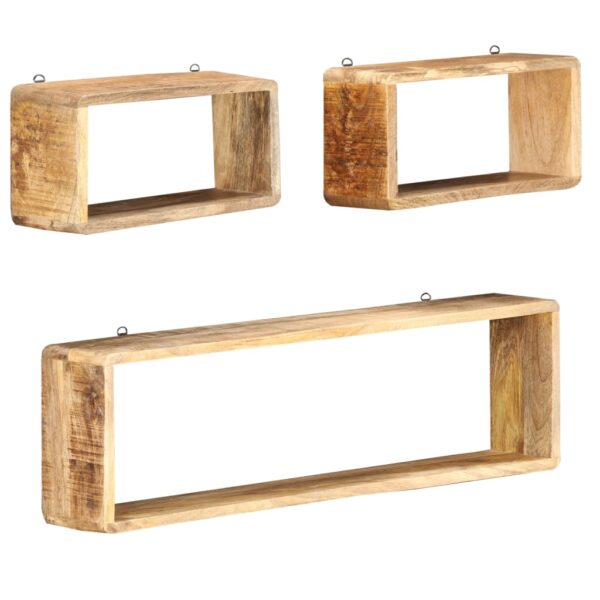 vidaXL 3 Piece Wall Cube Shelf Set Soild Mango Wood - Image 1
