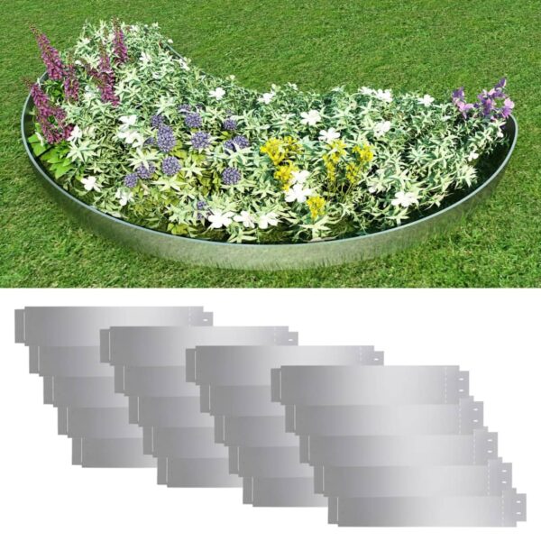 vidaXL Lawn Fence 20 pcs Galvanised Steel 100x20 cm - Image 1