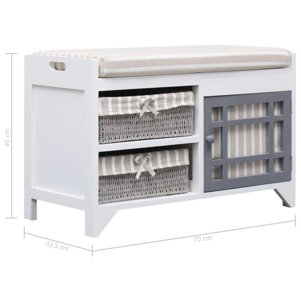 vidaXL Hall Bench White 70x33.5x45 cm Paulownia Wood - Image 7