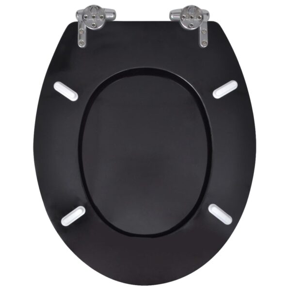 vidaXL Toilet Seats with Soft Close Lids 2 pcs MDF Black - Image 5