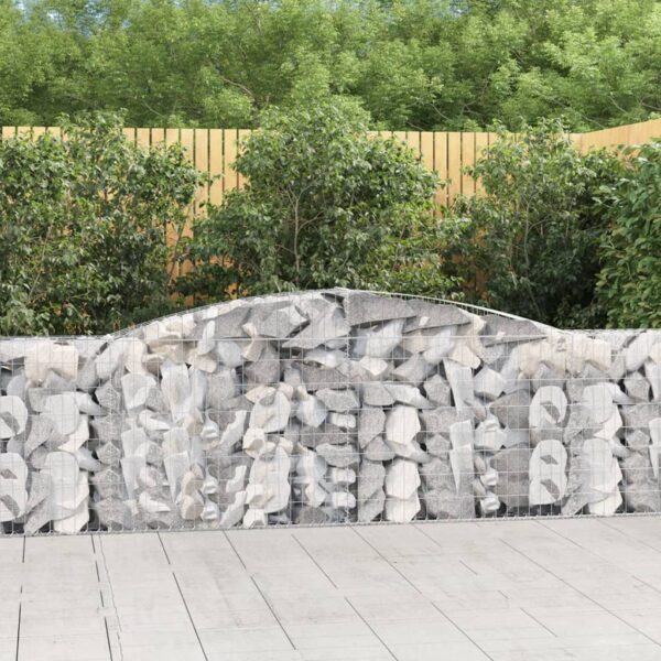 vidaXL Arched Gabion Basket 400x30x80/100 cm Galvanised Iron - Image 1