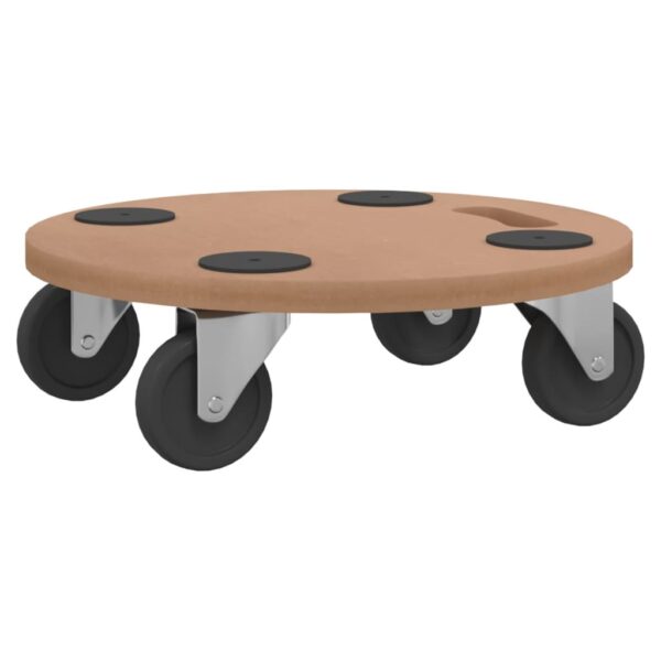 vidaXL Dolly Trolleys 2 pcs Round Engineered Wood - Image 3