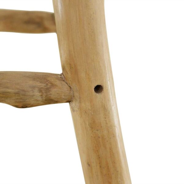 vidaXL Bar Stool Goatskin Leather and Solid Teak Wood - Image 8