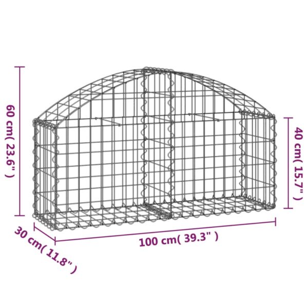 vidaXL Arched Gabion Basket 100x30x40/60 cm Galvanised Iron - Image 5