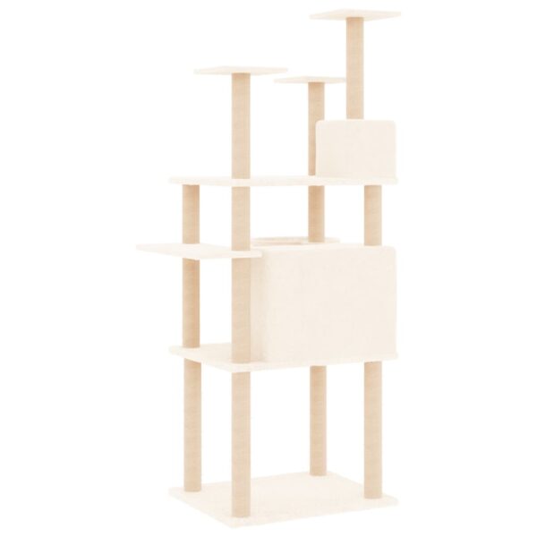 vidaXL Cat Tree with Sisal Scratching Posts Cream 166 cm - Image 5