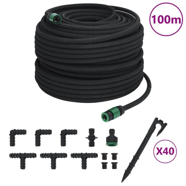 vidaXL Garden Soaker Hose Black 0.6" 100 m Rubber - Image 1
