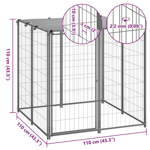 vidaXL Dog Kennel Silver 110x110x110 cm Steel - Image 6