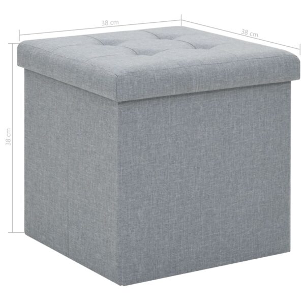 vidaXL Folding Storage Stool Light Grey Faux Linen - Image 8