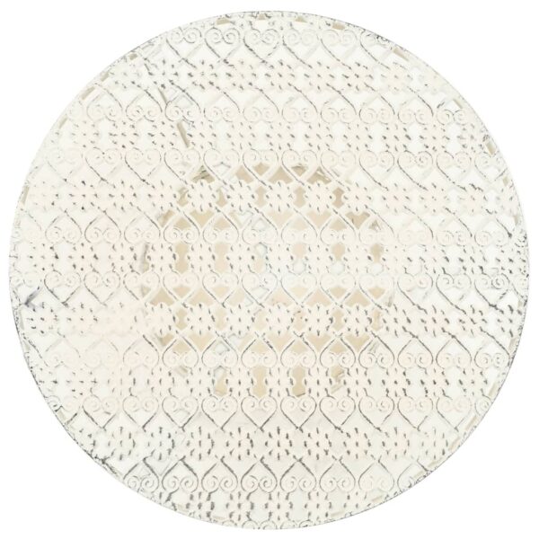 vidaXL Bistro Table Vintage Style Round Metal 40x70 cm White - Image 2
