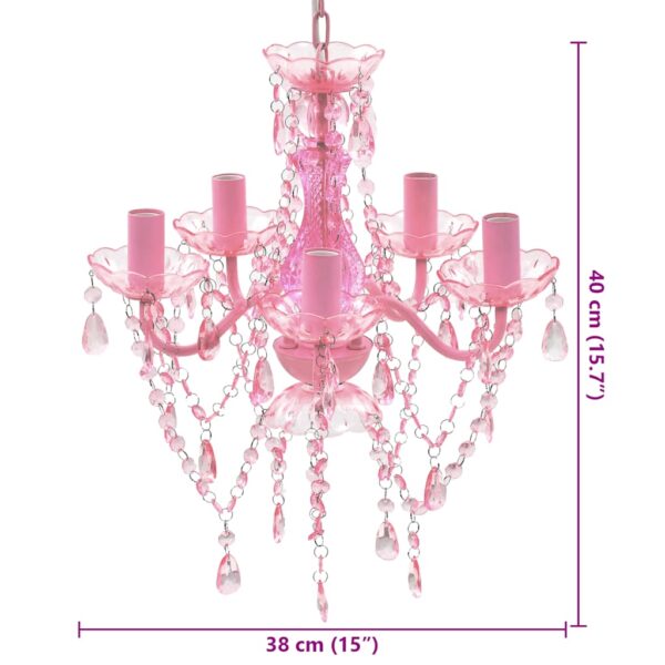vidaXL Crystal Light 5 Bulbs Pink - Image 9