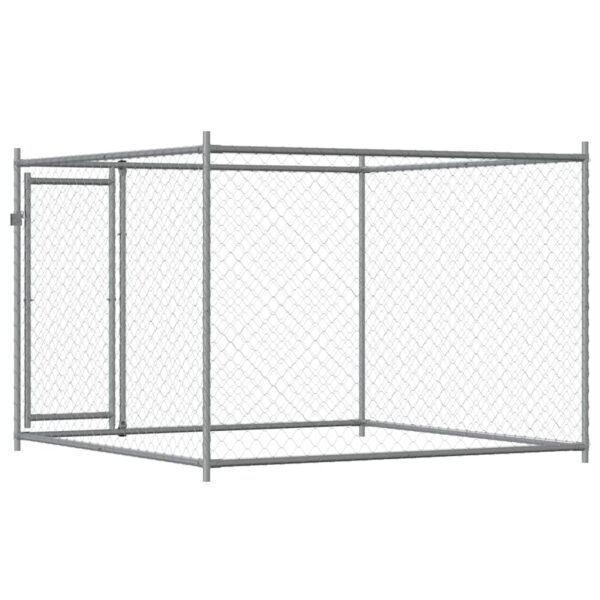 vidaXL Dog Cage with Door Grey 2x2x1.5 m Galvanised Steel - Image 6