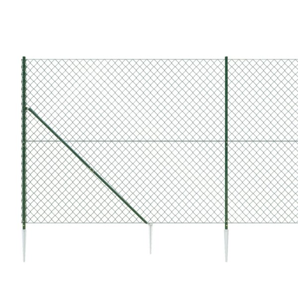 vidaXL Chain Link Fence with Spike Anchors Green 0.8x25 m - Image 4