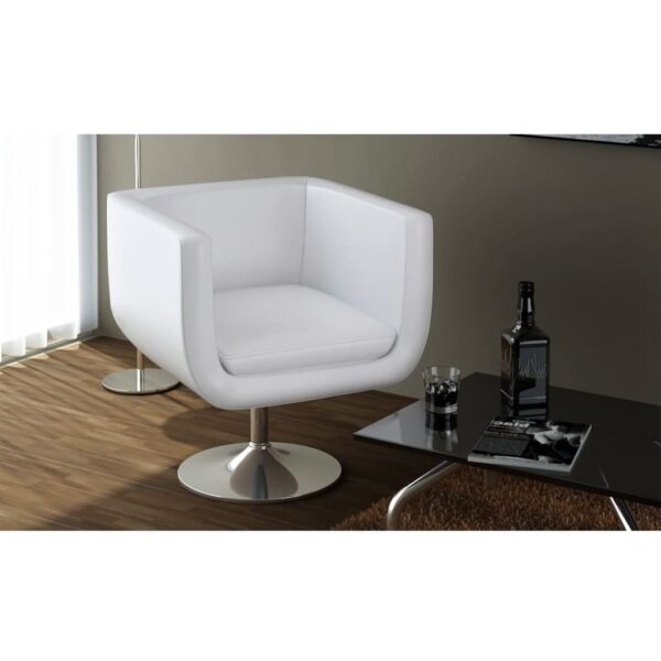 vidaXL Bar Stool White Faux Leather - Image 1