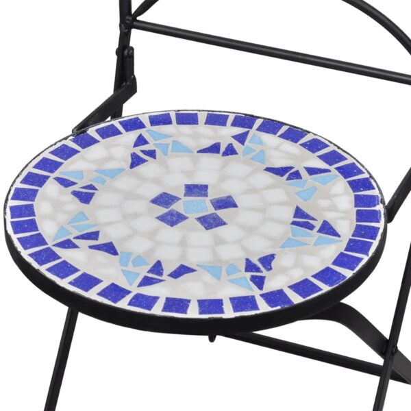 vidaXL 3 Piece Bistro Set Ceramic Tile Blue and White - Image 9