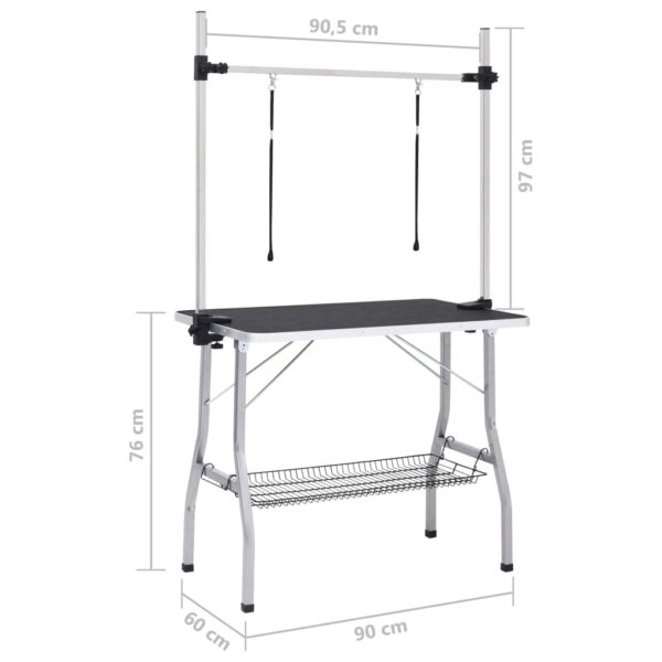 vidaXL Adjustable Dog Grooming Table with 2 Loops and Basket - Image 11