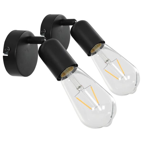 vidaXL Spot Lights 2 pcs with Filament Bulbs 2 W Black E27 - Image 2