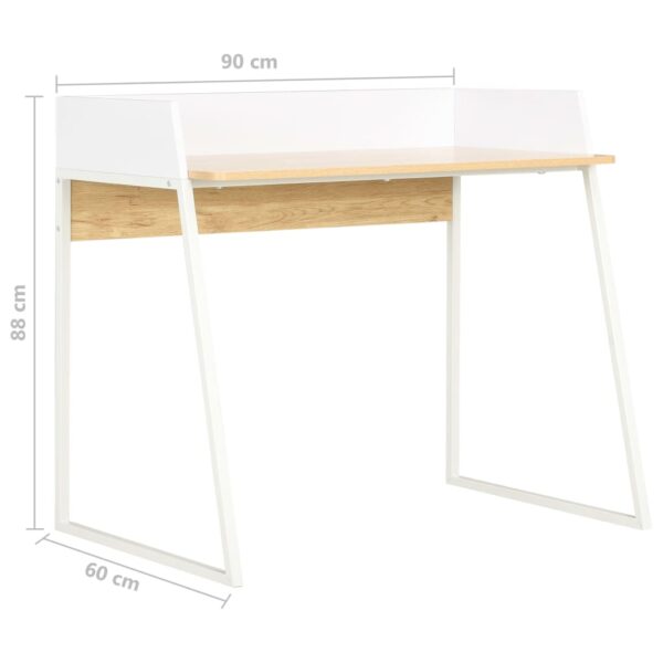vidaXL Desk White and Oak 90x60x88 cm - Image 8