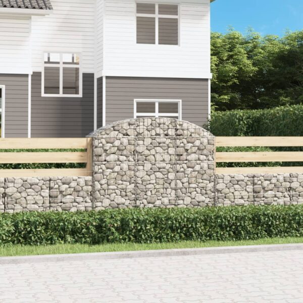 vidaXL Arched Gabion Basket 150x50x120/140 cm Galvanised Iron - Image 1