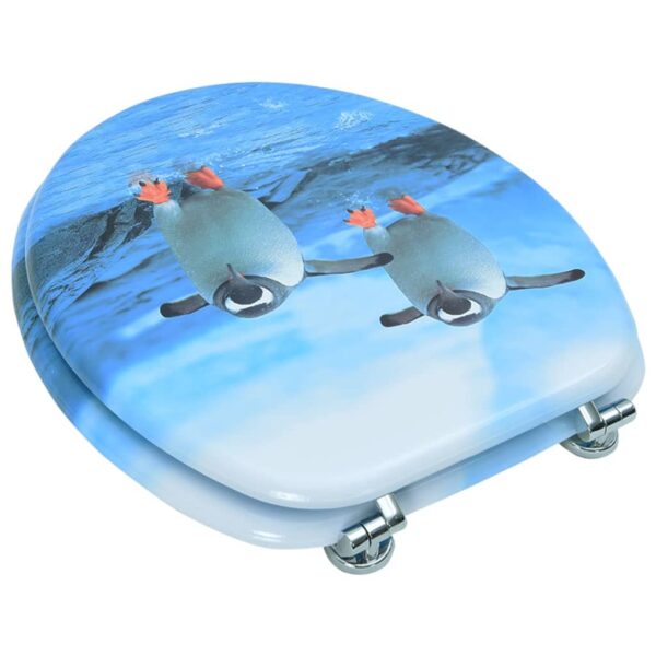 vidaXL WC Toilet Seat with Lid MDF Penguin Design - Image 4