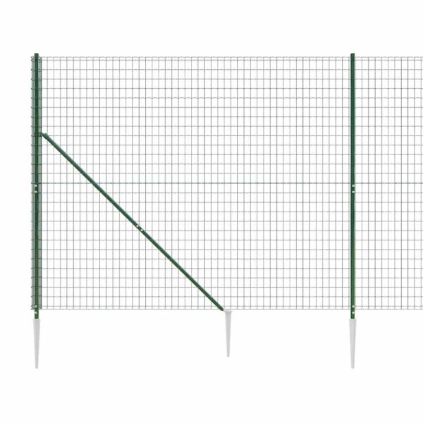 vidaXL Wire Mesh Fence with Spike Anchors Green 1.6x25 m - Image 5