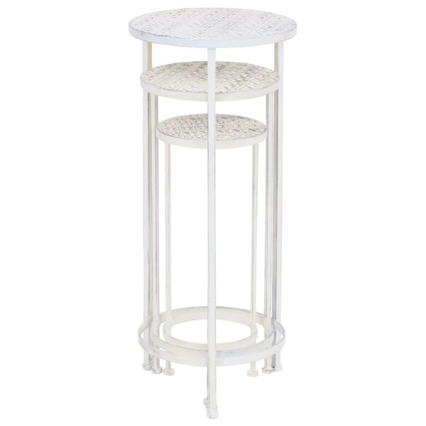 vidaXL Plant Stand Set 3 Pieces Vintage Style Metal Antique White - Image 5