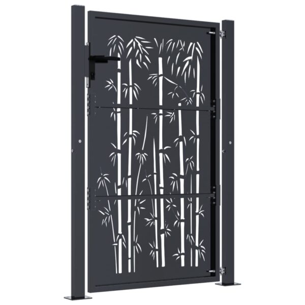 vidaXL Garden Gate Anthracite 105x155 cm Steel Bamboo Design - Image 4
