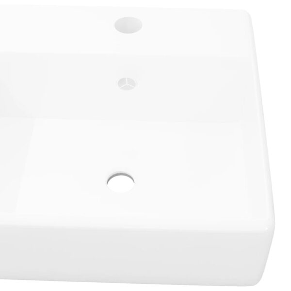 vidaXL Ceramic Basin Square with Overflow and Faucet Hole 41 x 41 cm - Image 4