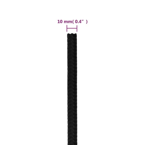 vidaXL Work Rope Black 10 mm 50 m Polyester - Image 6