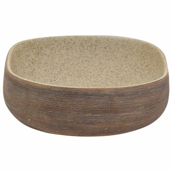 vidaXL Countertop Basin Sand and Brown Oval 59x40x14 cm Ceramic - Image 5