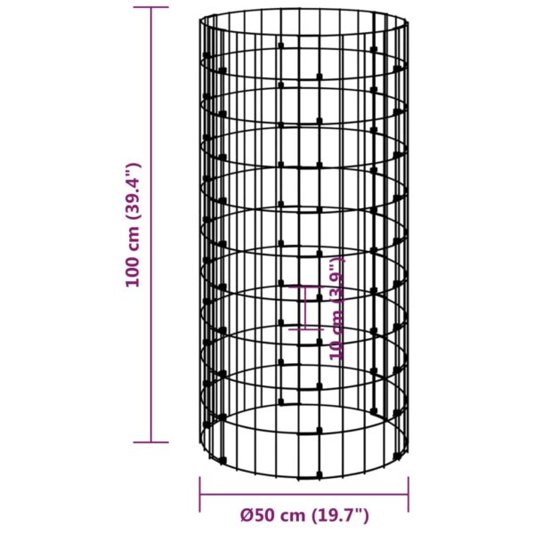 vidaXL Circular Gabion Pole Galvanised Steel Ø50x100 cm - Image 6
