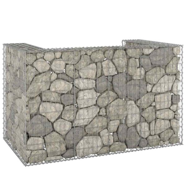 vidaXL Gabion Wall for Garbage Bins Galvanised Steel 180x100x110 cm - Image 1