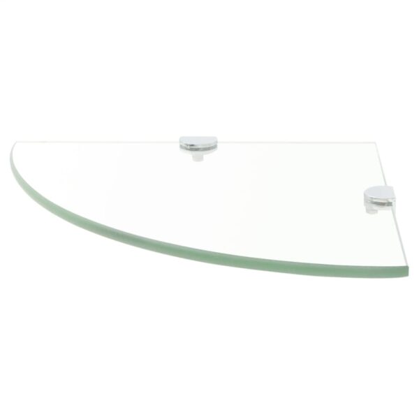 vidaXL Corner Shelf with Chrome Supports Glass Clear 25x25 cm - Image 2