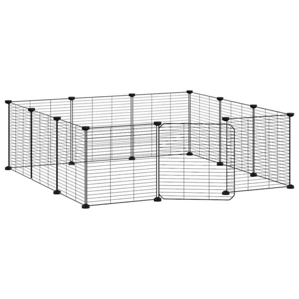 vidaXL 12-Panel Pet Cage with Door Black 35x35 cm Steel - Image 4