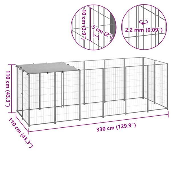 vidaXL Dog Kennel Silver 330x110x110 cm Steel - Image 6