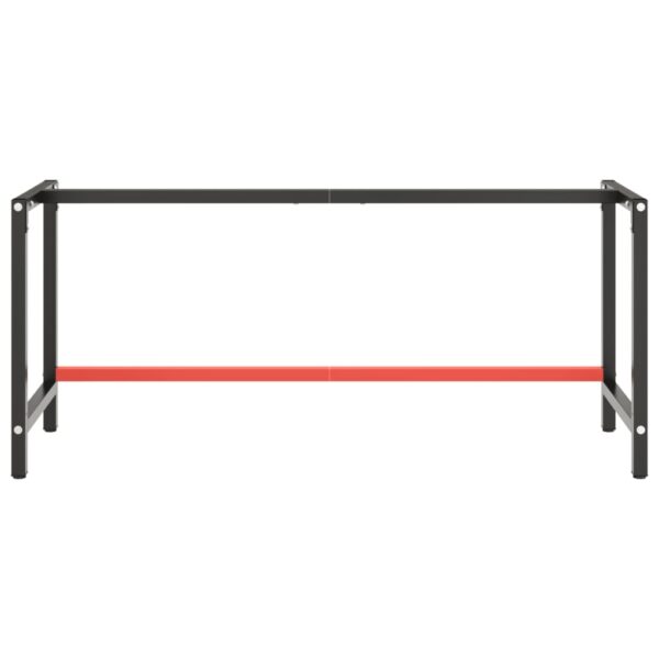 vidaXL Work Bench Frame Matte Black and Matte Red 180x57x79 cm Metal - Image 4