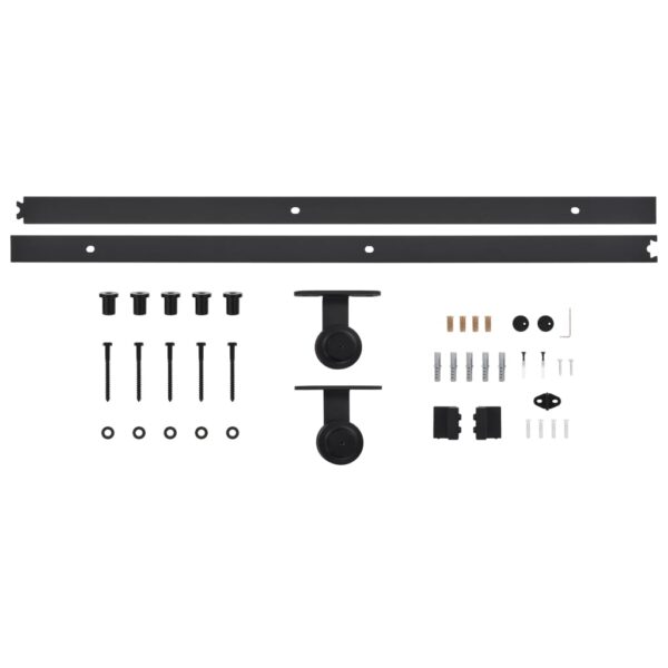 vidaXL Sliding Door SKIEN Hardware Kit 200 cm Steel Black - Image 5