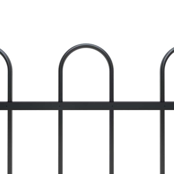 vidaXL Garden Fence with Hoop Top Steel 359x60 cm Black - Image 3