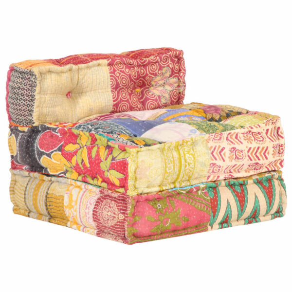 vidaXL Modular Pouffe Patchwork Fabric - Image 6