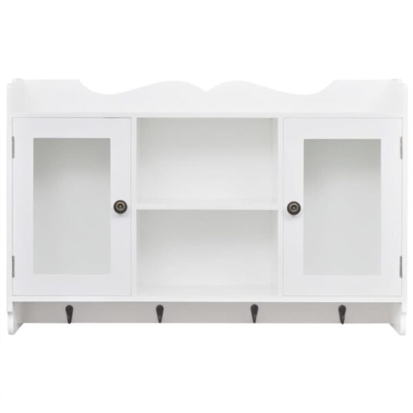 vidaXL Wall Cabinet Display Shelf Book/DVD/Glass Storage White MDF - Image 3