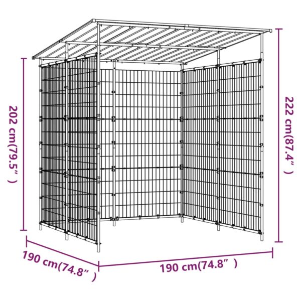 vidaXL Bicycle Shed 190x190x222 cm Steel Black - Image 6