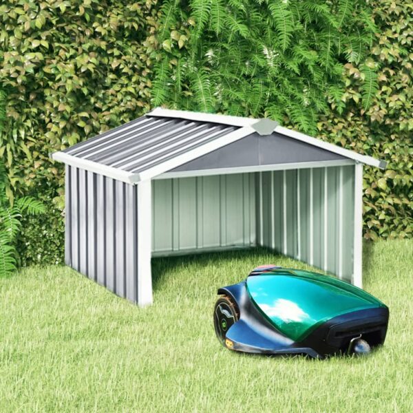 vidaXL Garden Robot Lawnmower Shed 92x97x63 cm Galvanised Steel Grey - Image 1