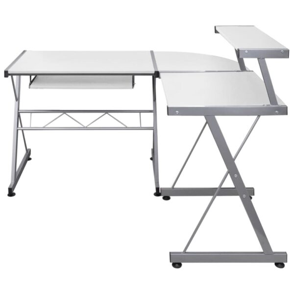 vidaXL Corner Computer Desk White 132x112x99 cm Engineered Wood - Image 2