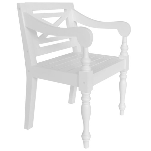 vidaXL Batavia Chairs 2 pcs White Solid Mahogany Wood - Image 2