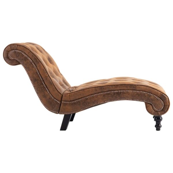 vidaXL Chaise Lounge Brown Faux Suede Leather - Image 4