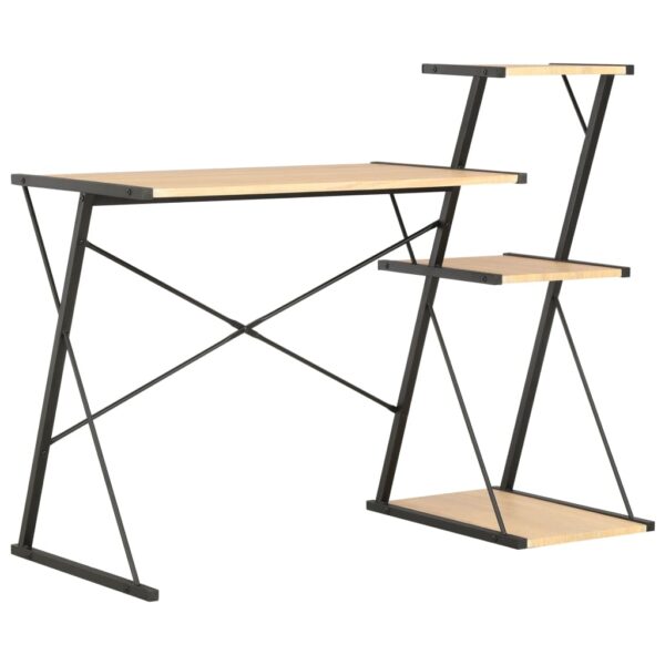 vidaXL Desk with Shelf Black and Oak 116x50x93 cm - Image 1