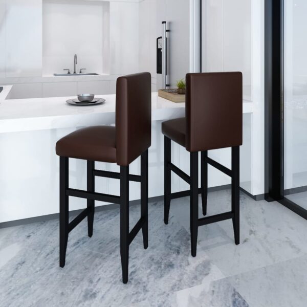 vidaXL Bar Stools 2 pcs Dark Brown Faux Leather - Image 1