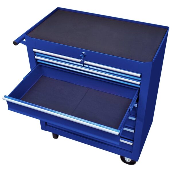 vidaXL Workshop Tool Trolley with 7 Drawers Blue - Image 4