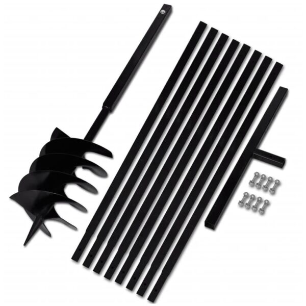 Ground Drill with Handle 200 mm with Extension Tube 9 m Steel - Image 1