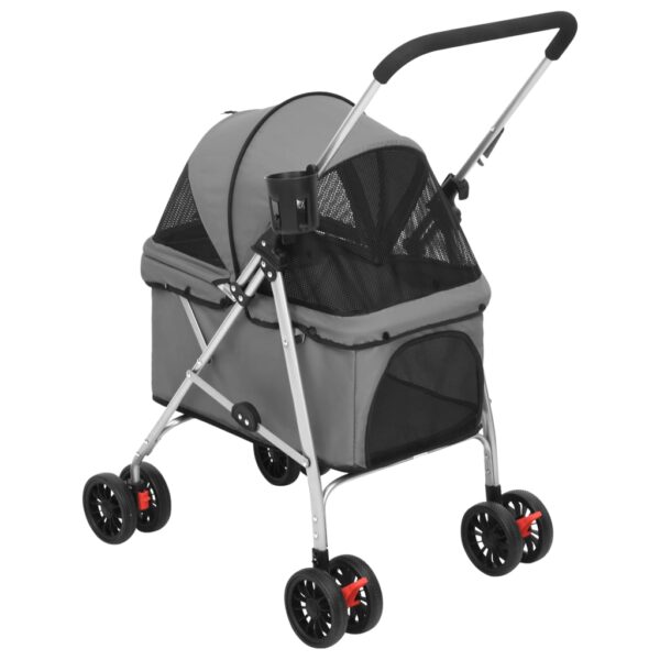 vidaXL Folding Dog Stroller Grey 76x50x100 cm Oxford Fabric - Image 4